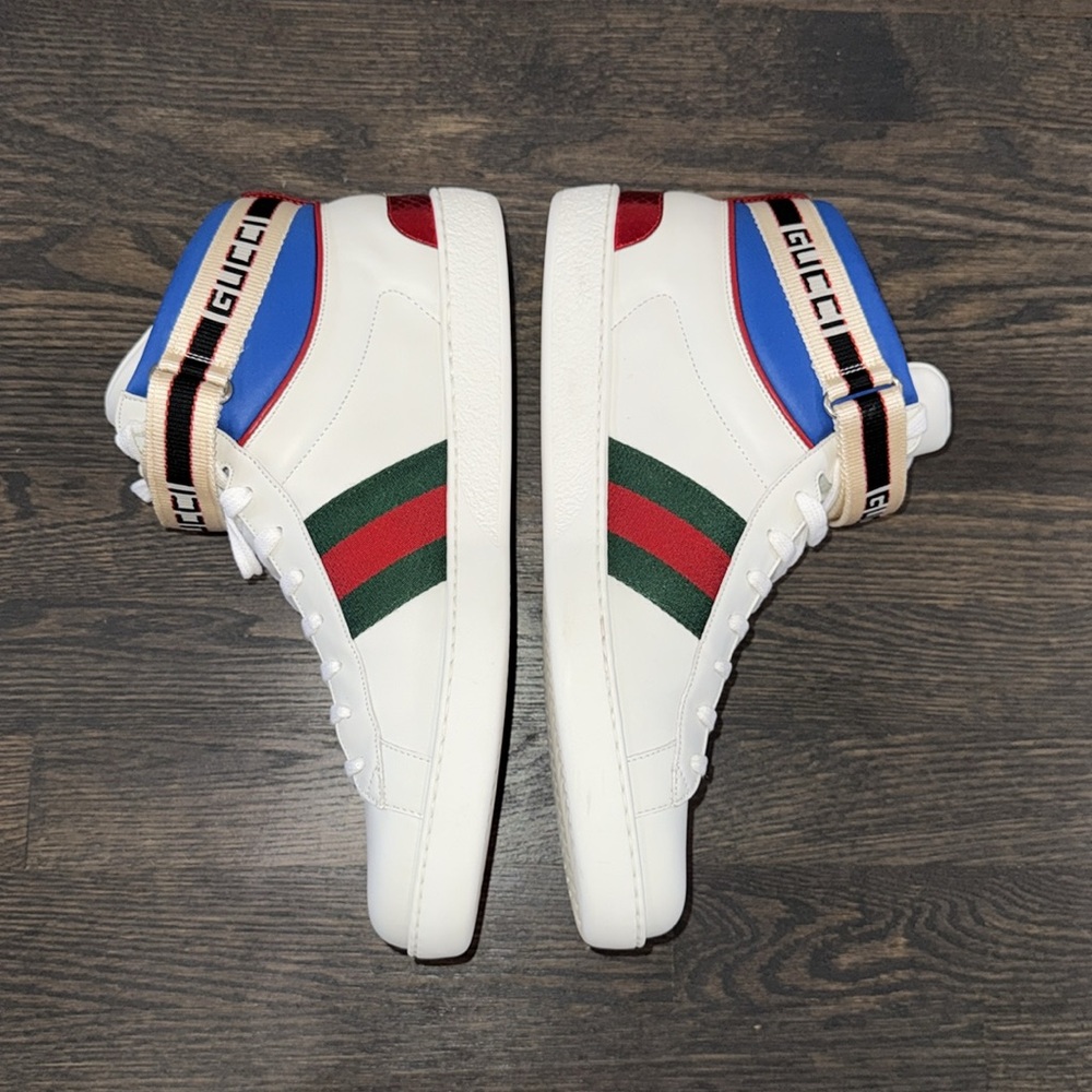 Gucci Leather Ace Stripe High Top Sneaker-523472-Authentic-NIB